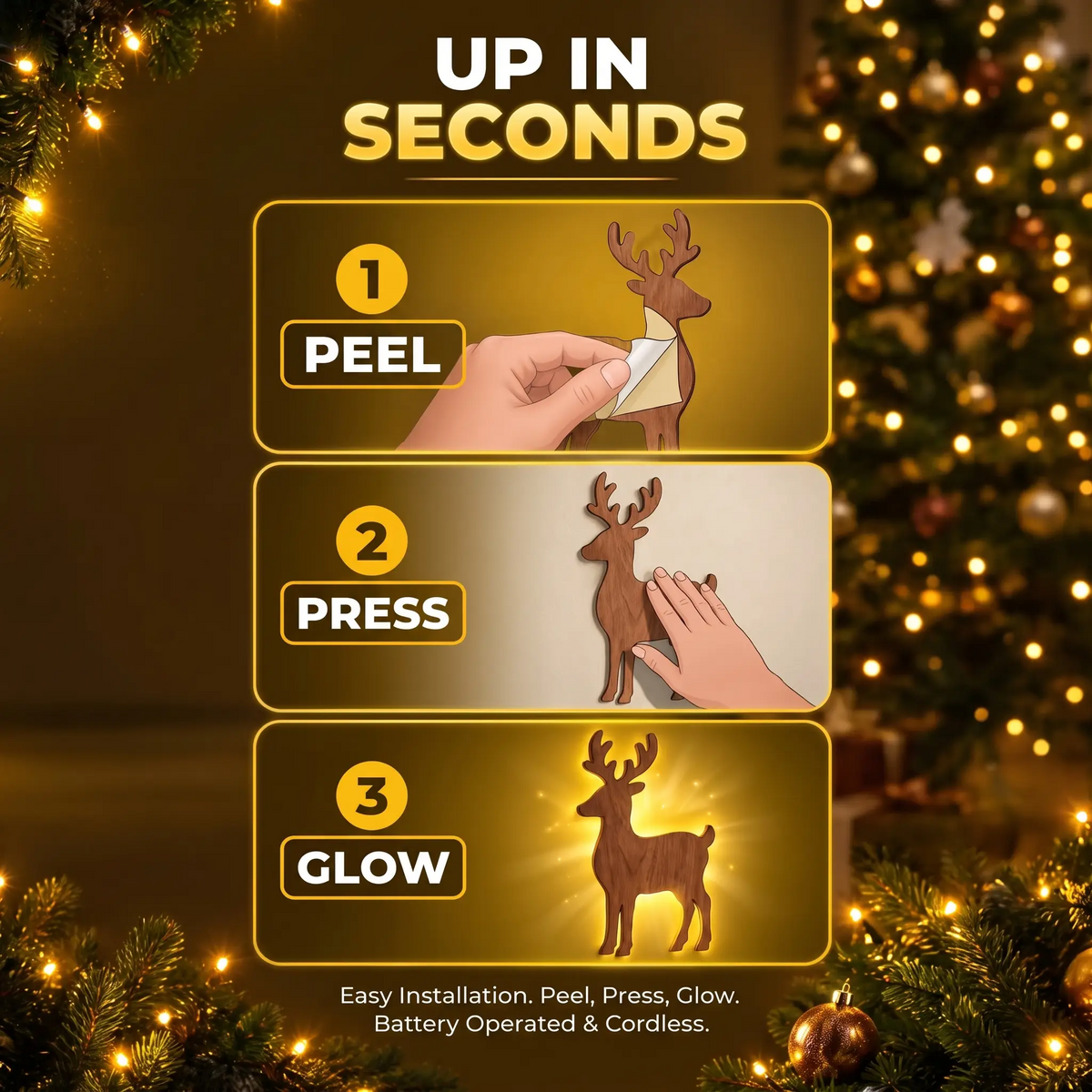 Housemas™ LED Reindeer Wall Set